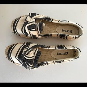 Soludos platform slipper black and white espadrill
